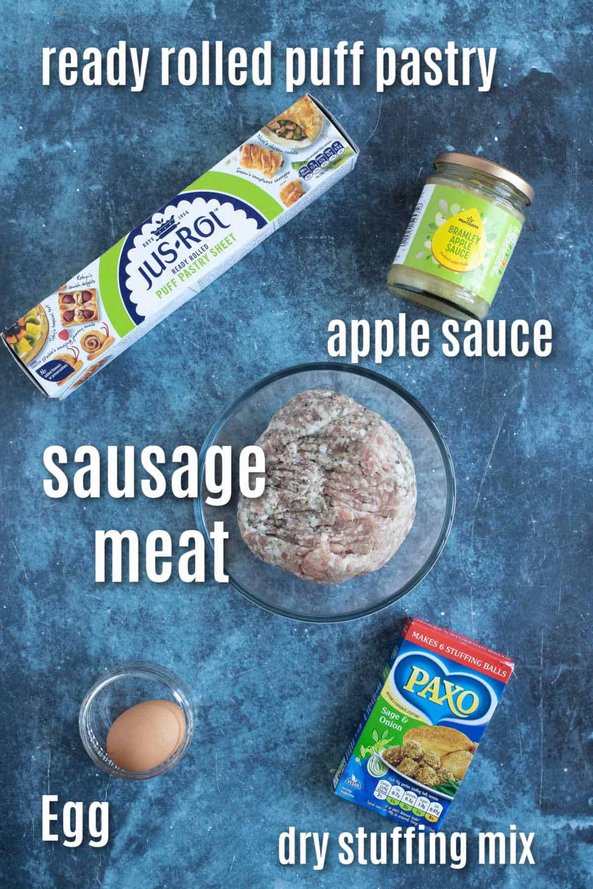 Ingredients for mini sausage rolls.