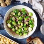 Pan-fried Brussels Sprouts with bacon.