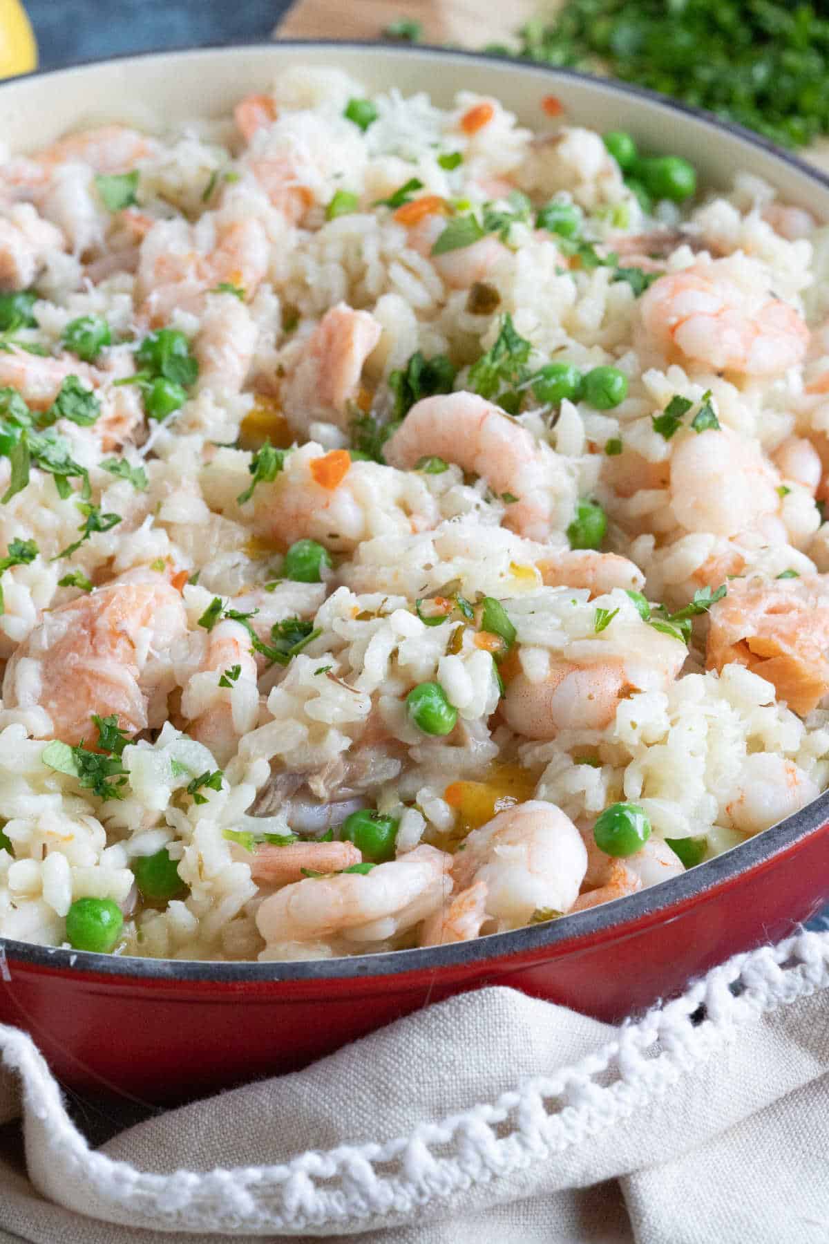 Salmon and prawn risotto.