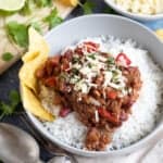 A bowl of chilli con carne.