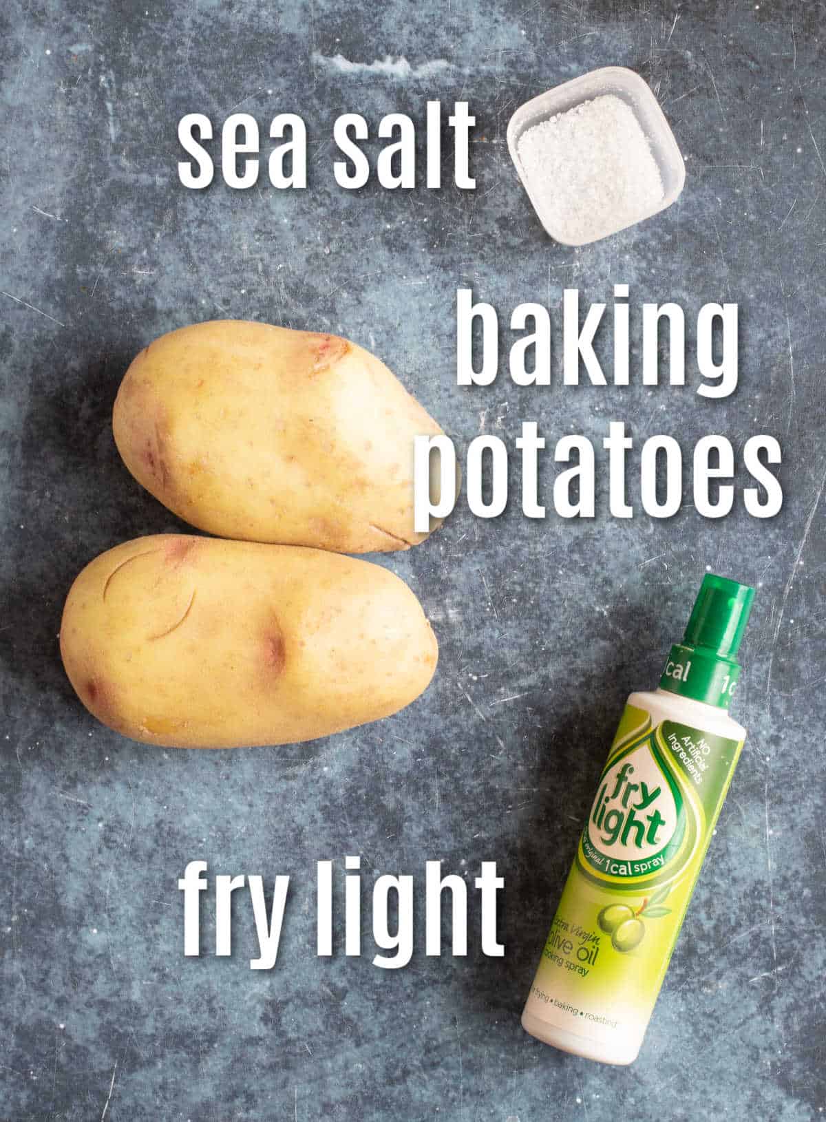 Ingredients for air fryer baked potatoes.