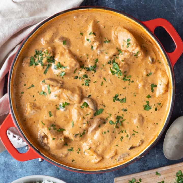 Pork stroganoff.