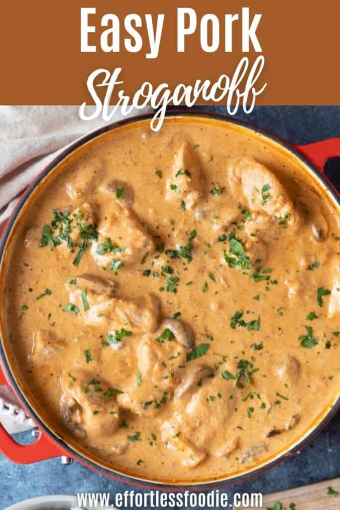 Pork stroganoff pin image.