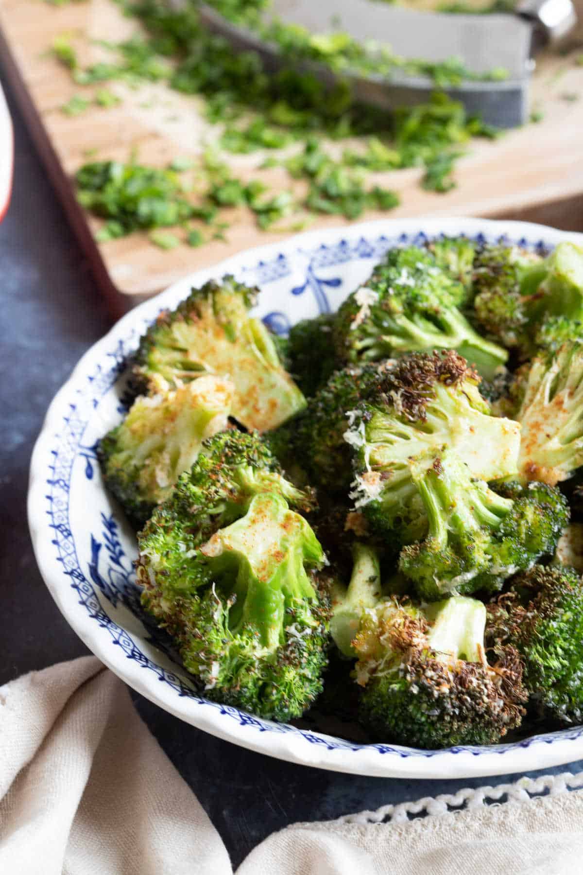 Air fryer broccoli with Parmesan
