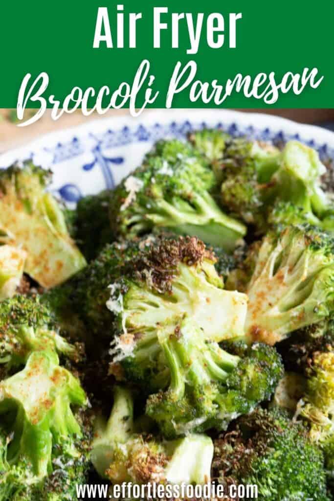Air fryer broccoli pin image.