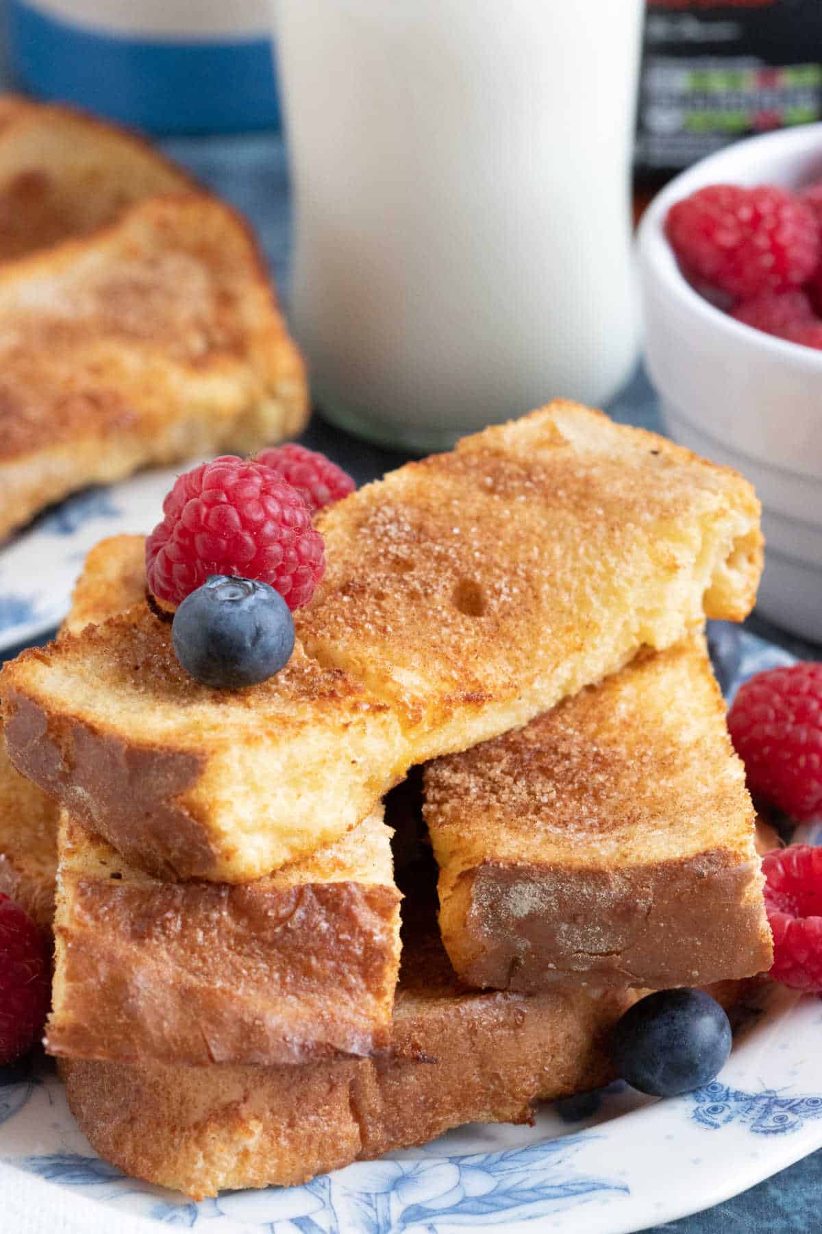 French toast sticks on a plate.