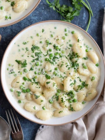 Gnocchi with blue cheese sauce.