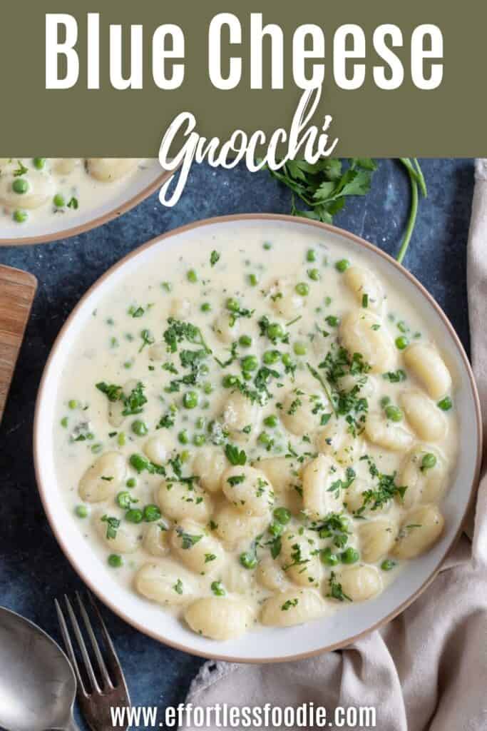 Gnocchi with a creamy blue cheese sauce pin.