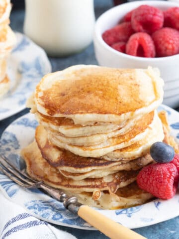 A stack of buttermilk pancakes.