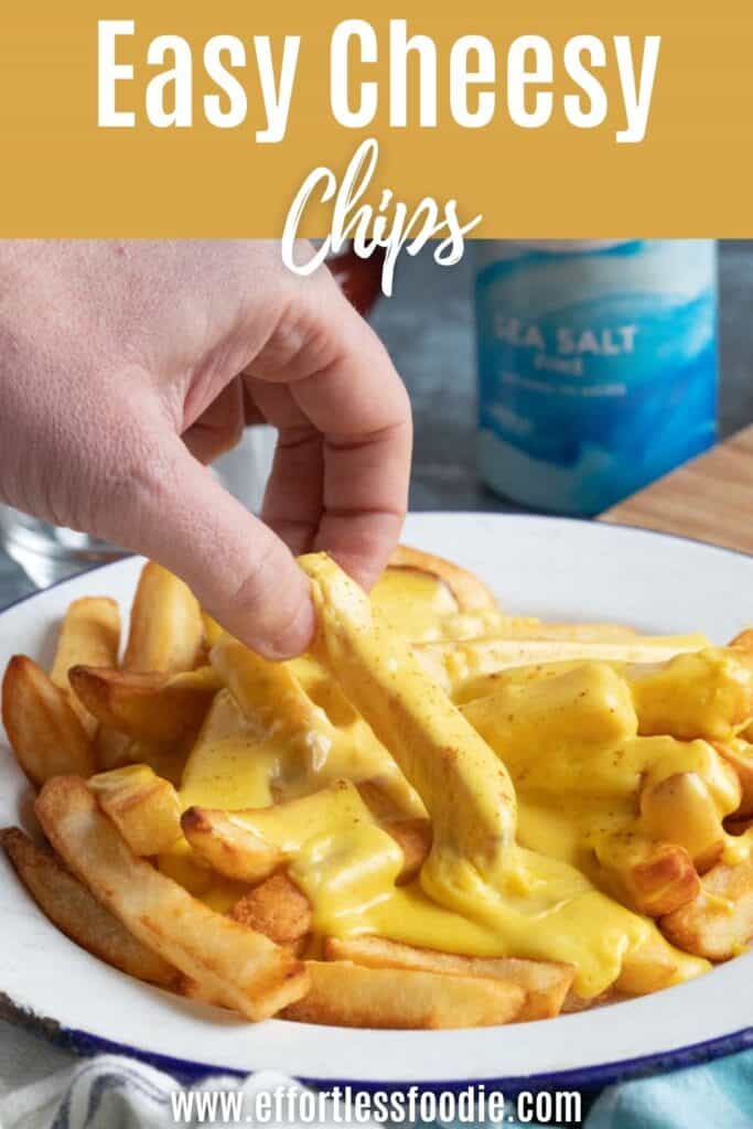 Cheesy chips pin image.