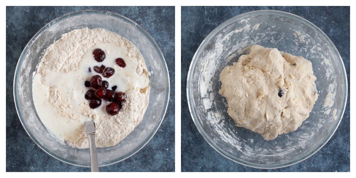 Making the scone dough.