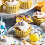 Simnel muffin on a plate.