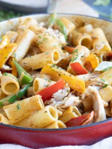 Rasta pasta with peppers.
