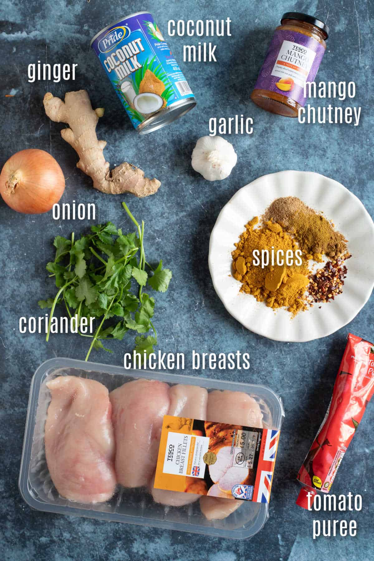 Ingredients for slow cooker chicken curry.
