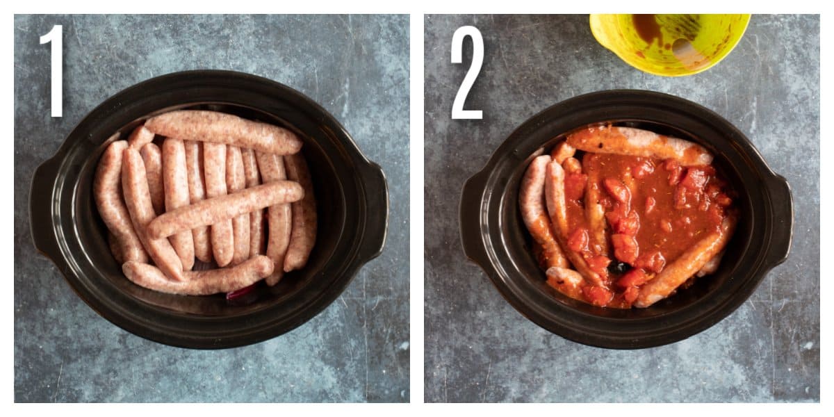 How to make a sausage casserole in a slow cooker - step by step photos.