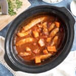 Sausage casserole in a slow cooker.