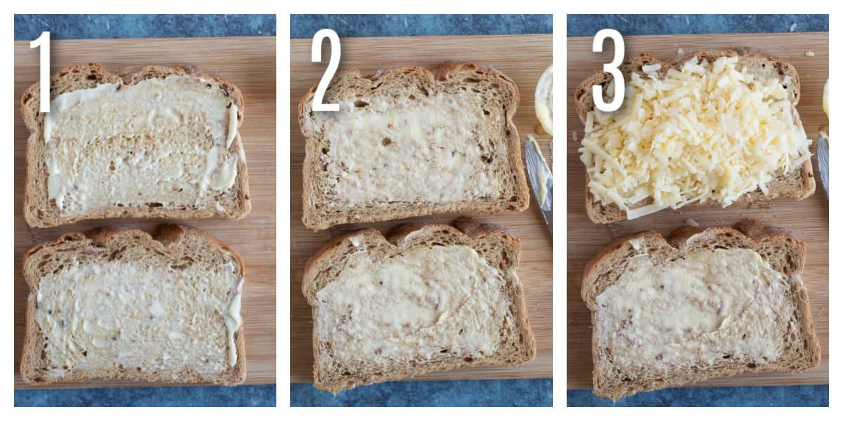 Making a cheese toastie.