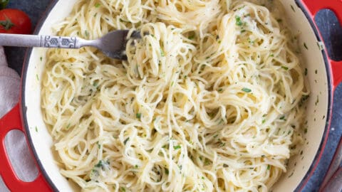 Angel Hair Pasta With Creamy Parmesan Garlic Herb Sauce