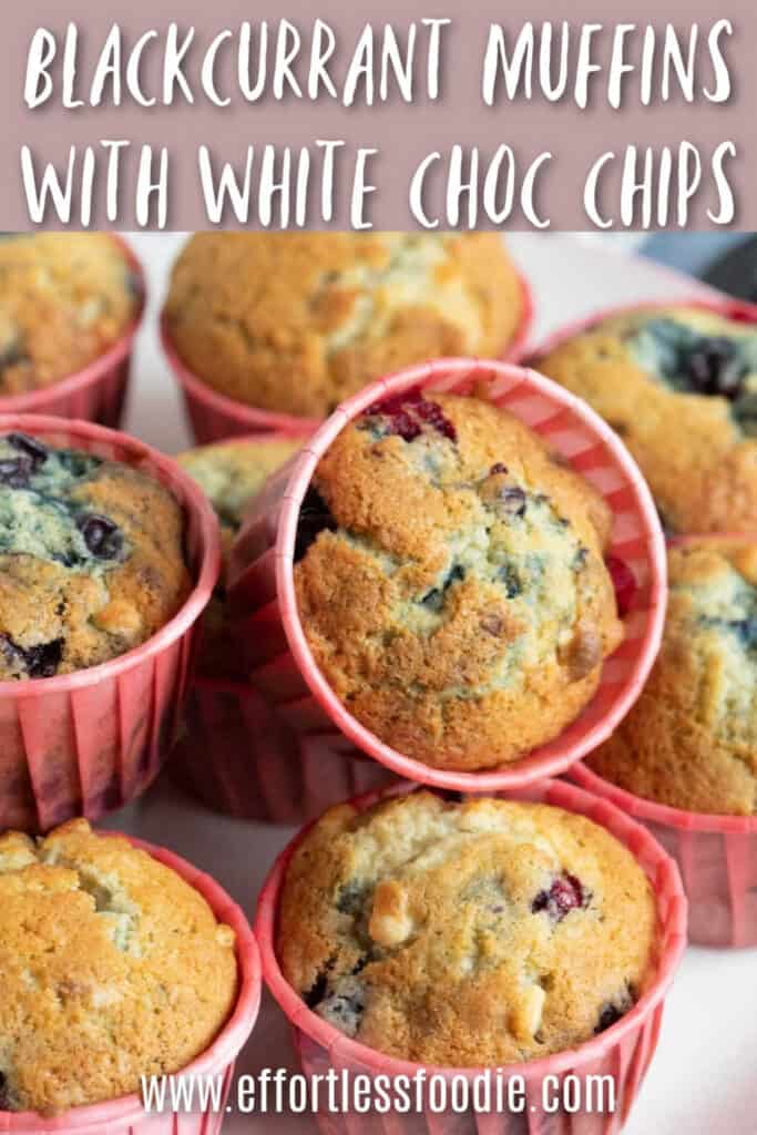Blackcurrant muffins pin image.
