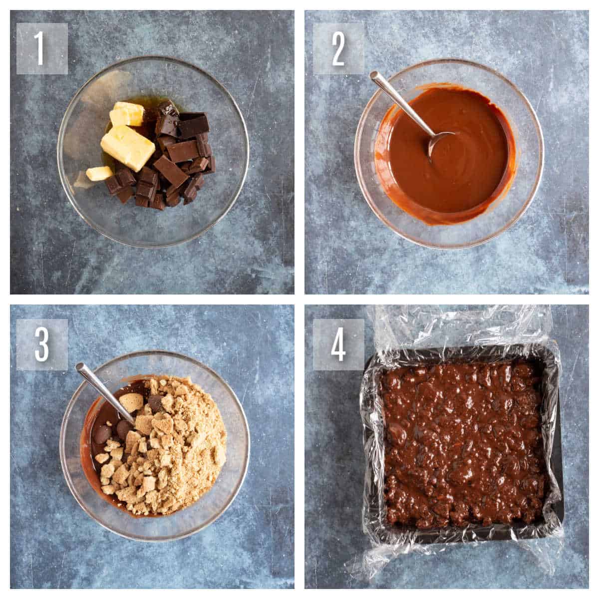 How to make a chocolate tiffin base - step by step photos.