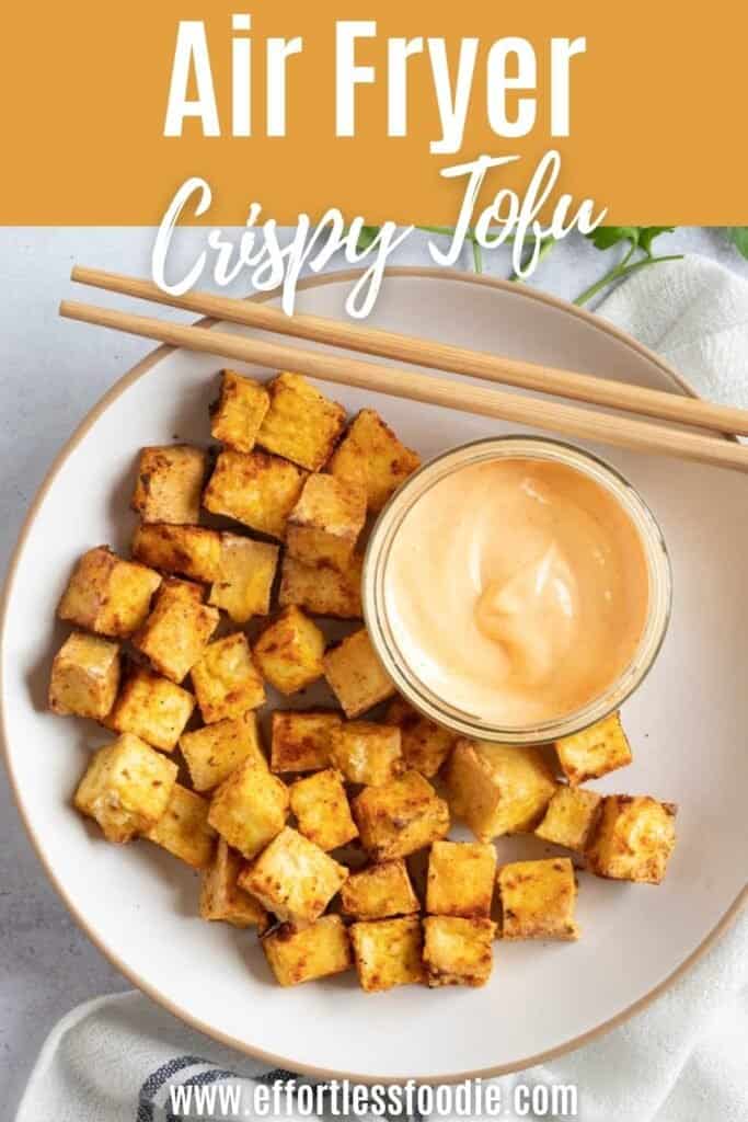 Air fryer tofu pin image.