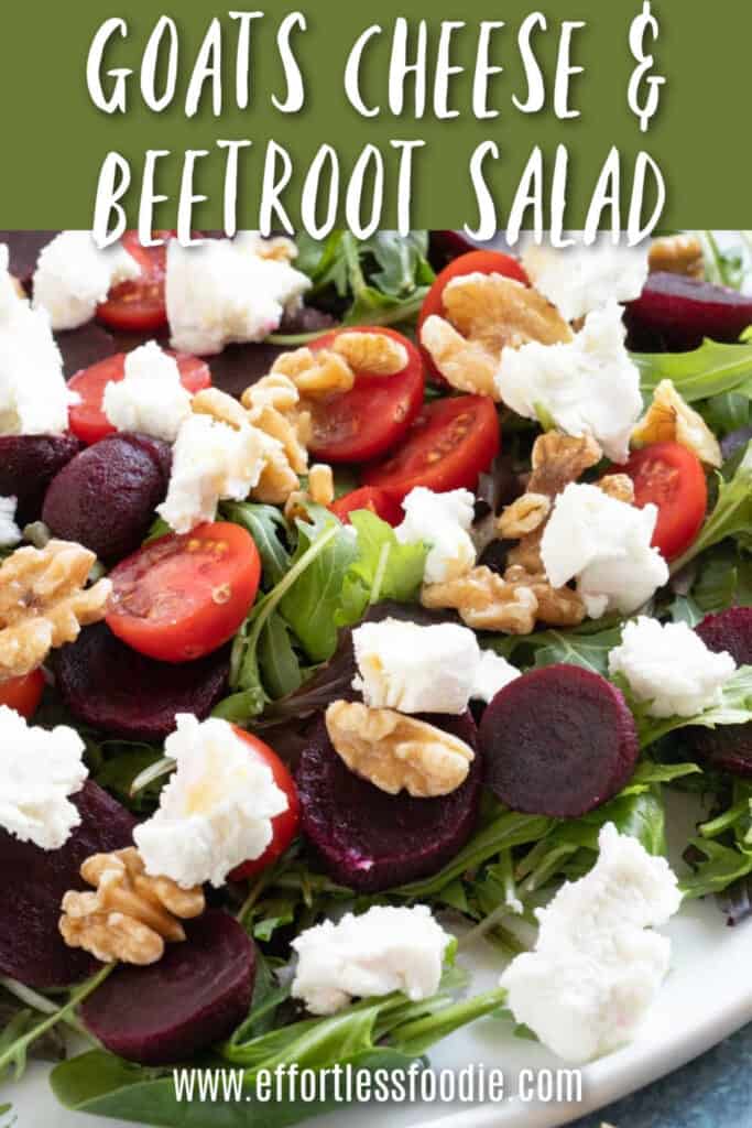 Goats Cheese and Beetroot Salad Pin image.