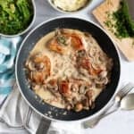 Pheasant breasts in a creamy white wine sauce.