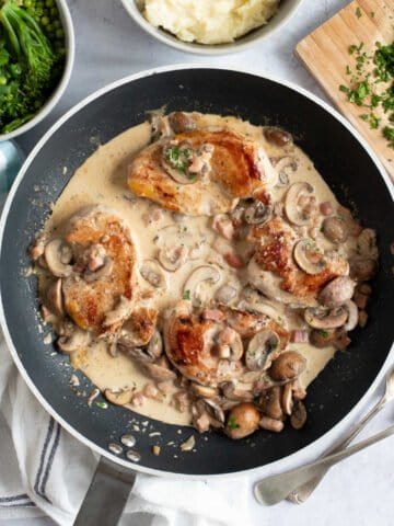 Pheasant breasts in a creamy white wine sauce.