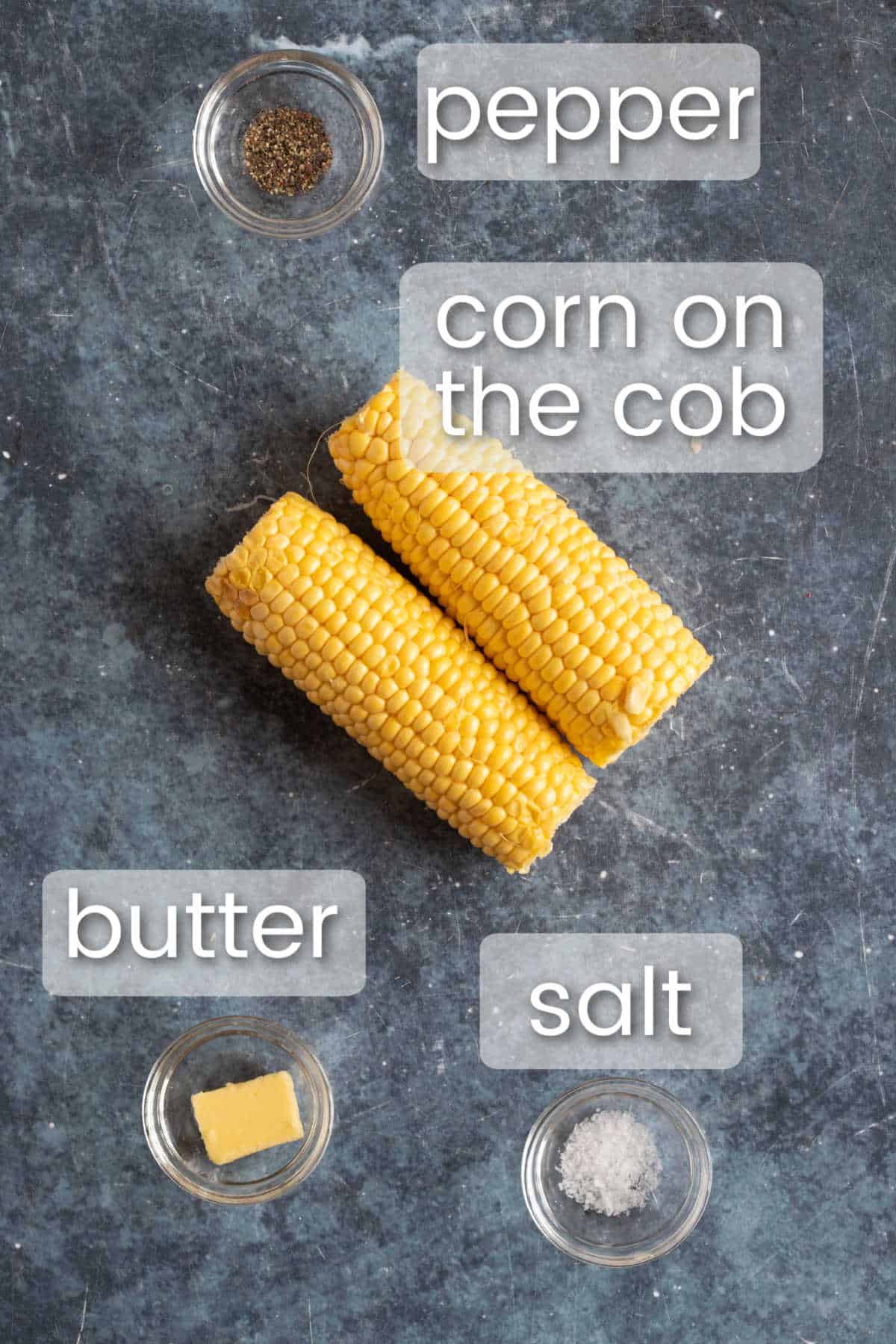 Ingredients for air fryer corn on the cob.