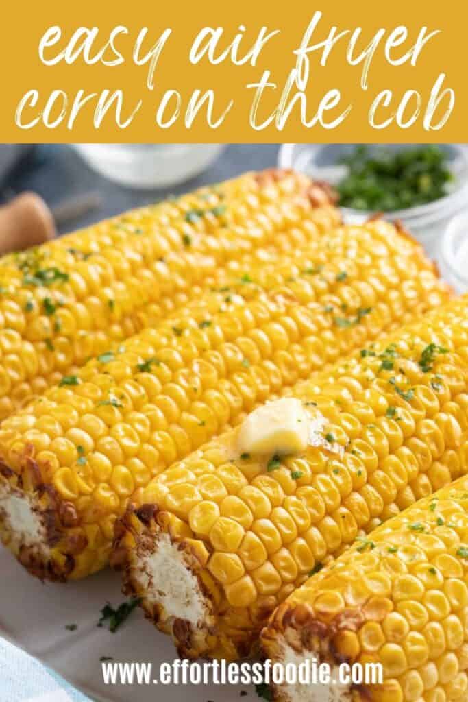 Air fryer corn on the cob pin image.