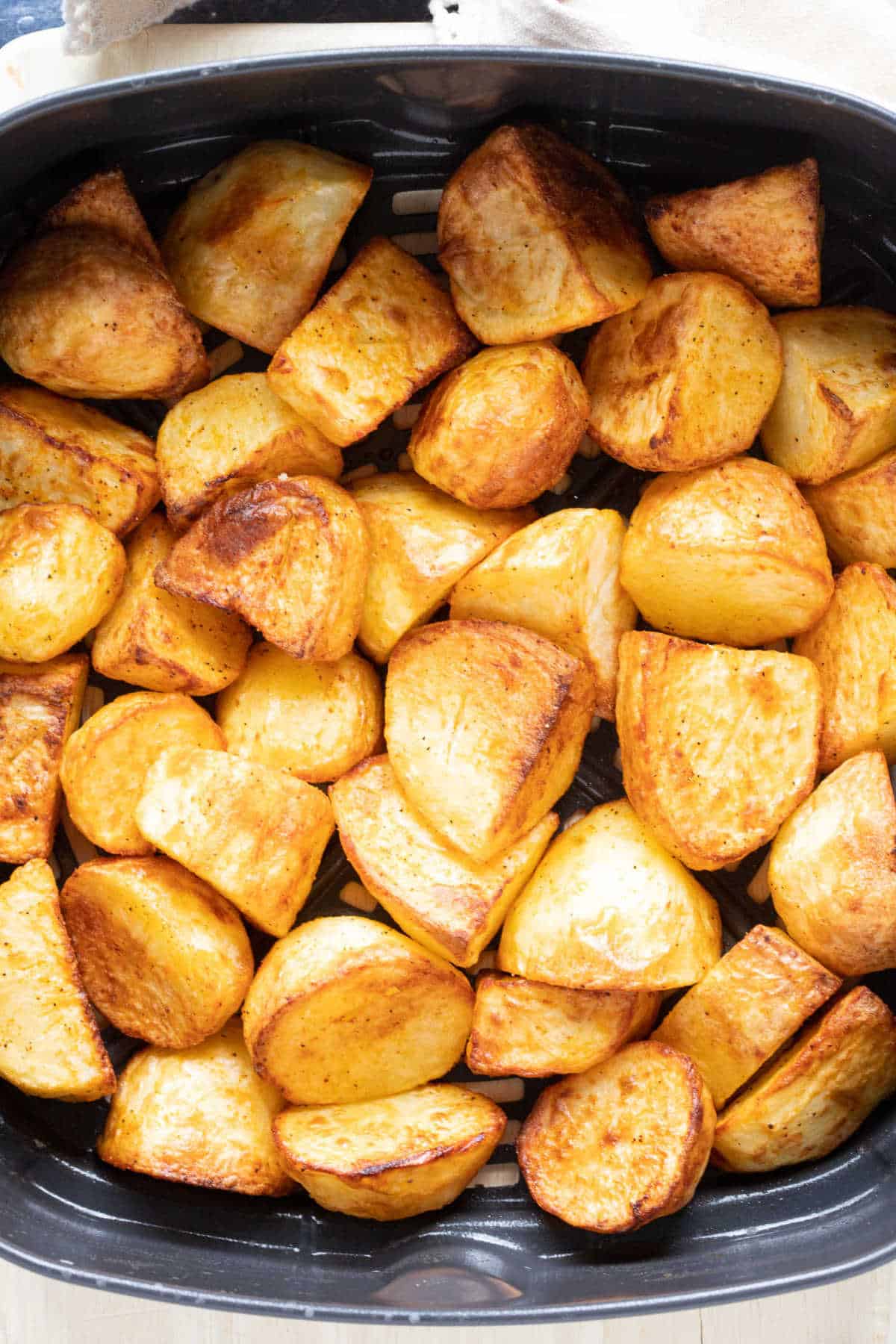 Air fryer roast potatoes made in a Ninja Foodi air fryer.