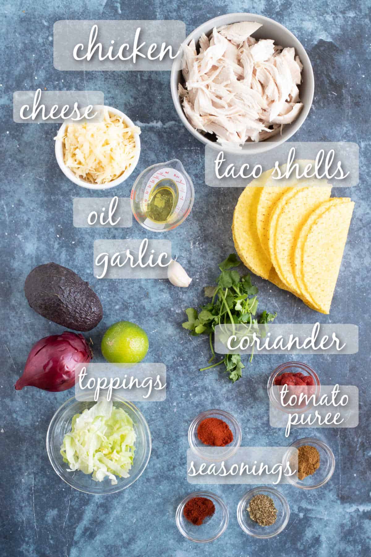 Ingredients for leftover chicken tacos