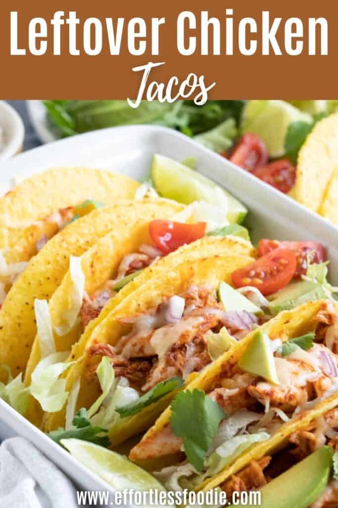 Chicken tacos pin image.