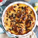Hot cross bread and butter pudding.