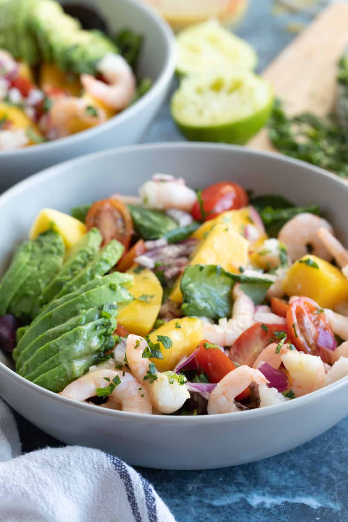 Prawn, avocado and mango salad.