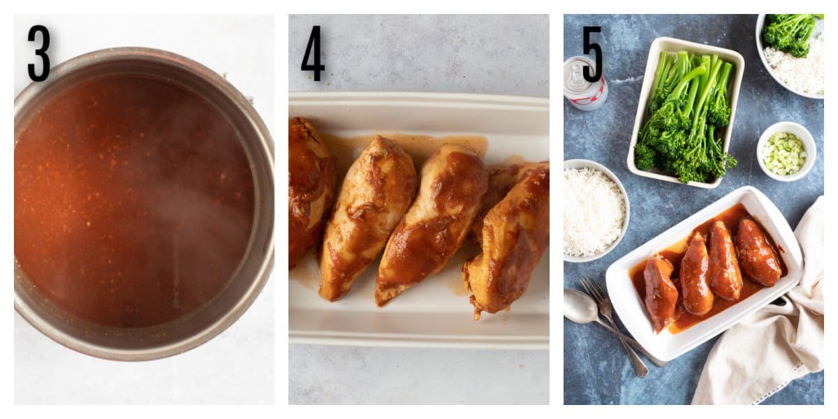 Step by step process photos for making slow cooker diet coke chicken.