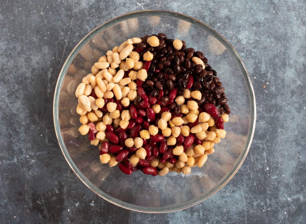 Canned beans in a bowl.