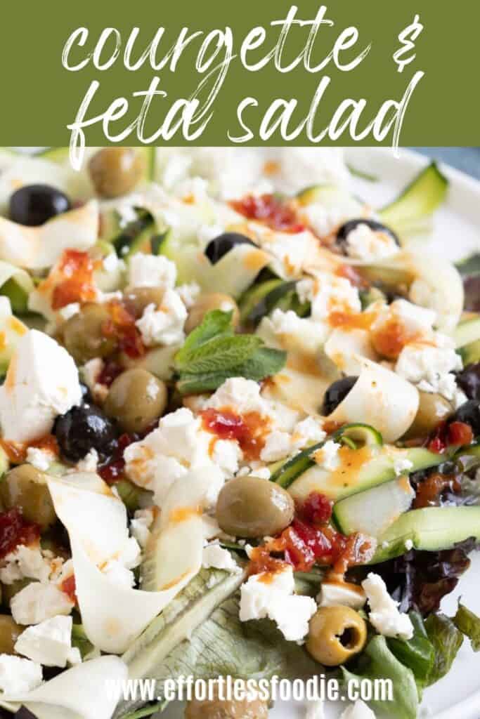 Courgette and feta salad pin image.