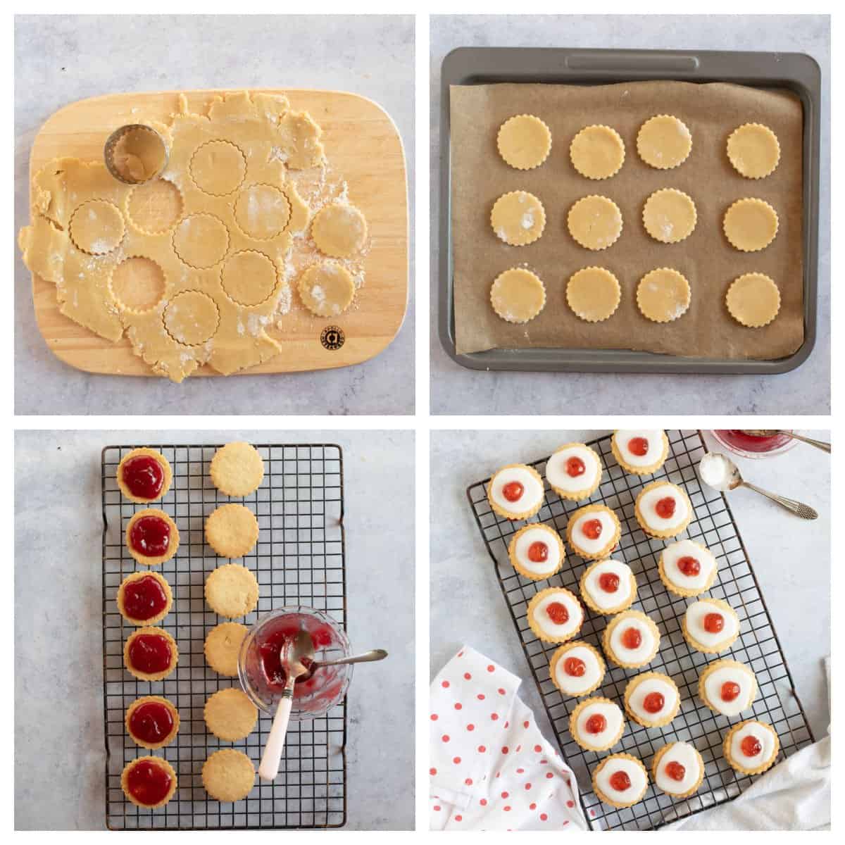 Baking and icing the shortbread biscuits.