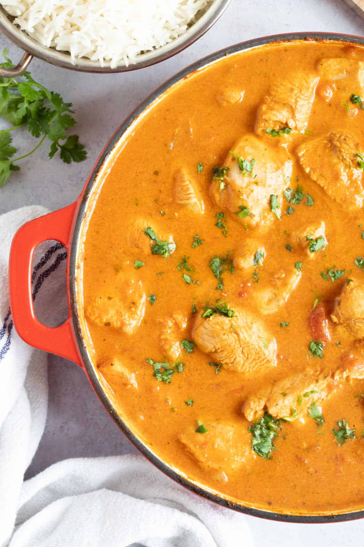 Easy chicken tikka masala with rice.