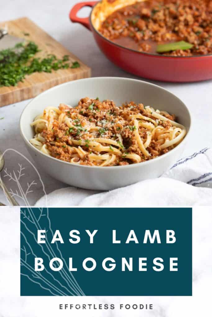 lamb bolognese pin image.