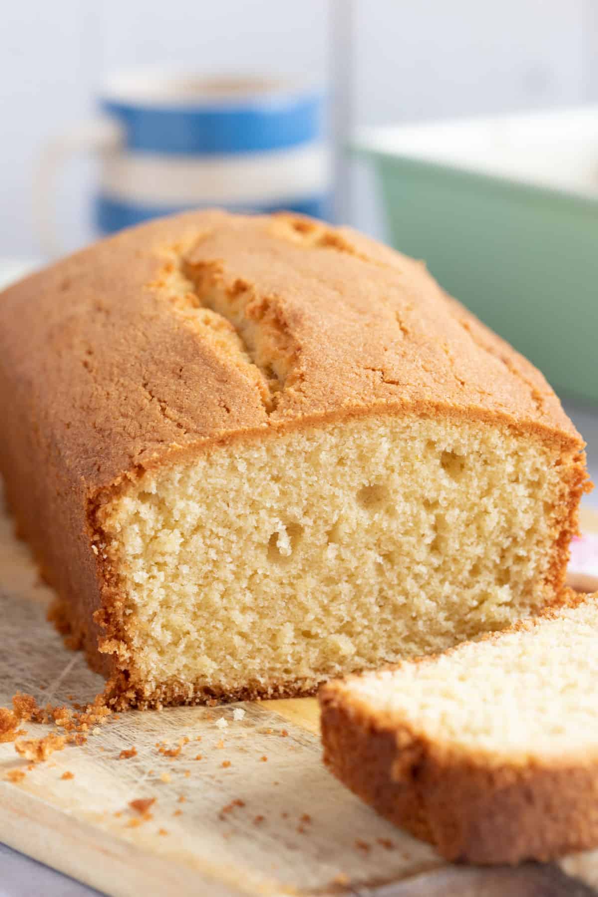 A close up of the texture of Madeira cake.
