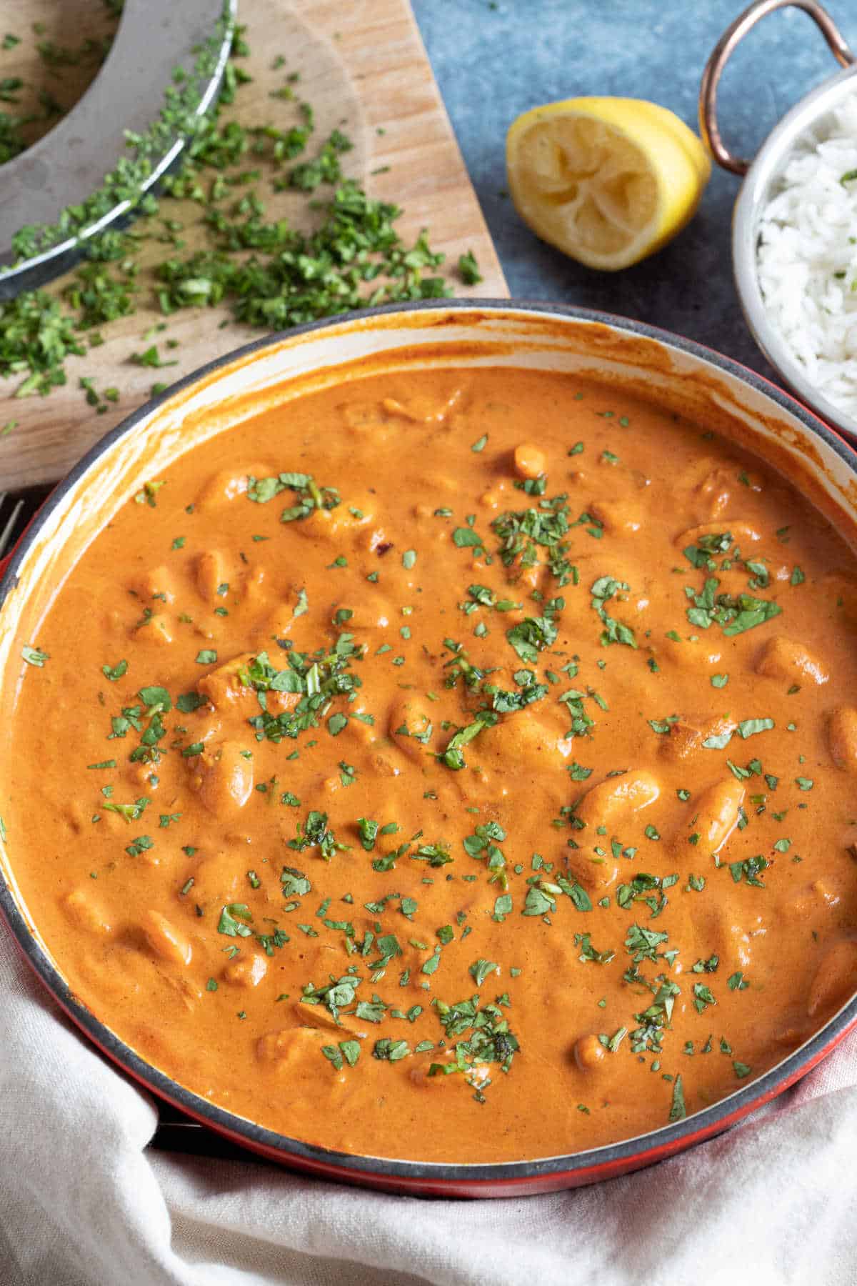 A pan of prawn masala.