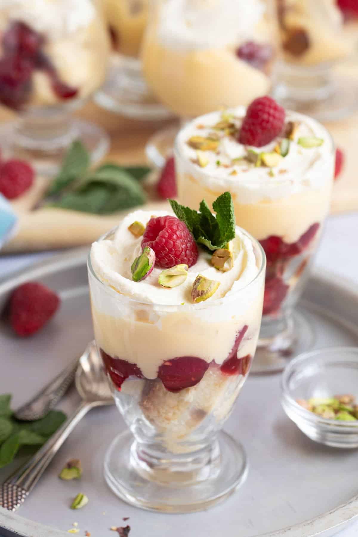 Individual sherry trifles.