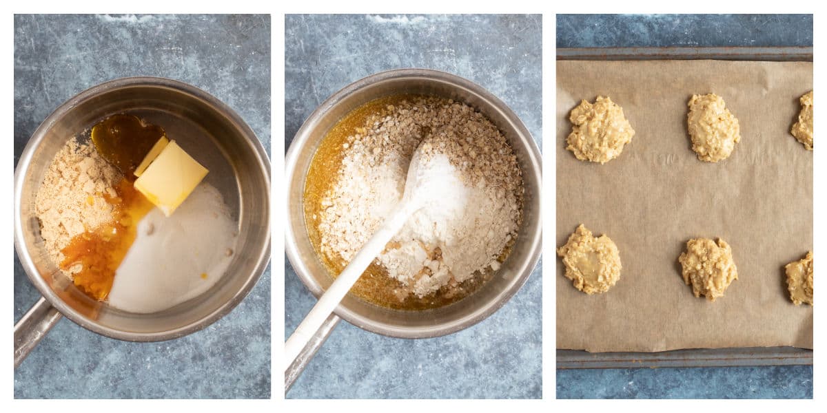 Photo instructions for making golden syrup cookies.