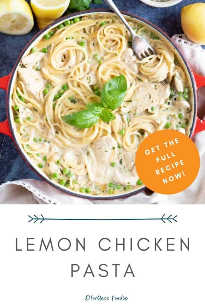 Creamy lemon chicken pasta pin.