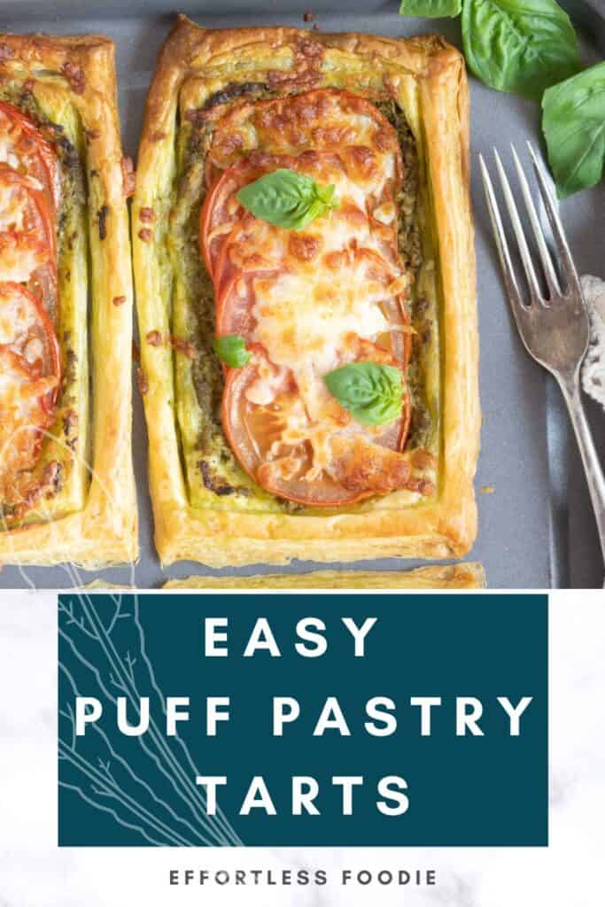 Puff pastry tarts pin image.