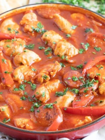 Spanish chicken and chorizo stew.
