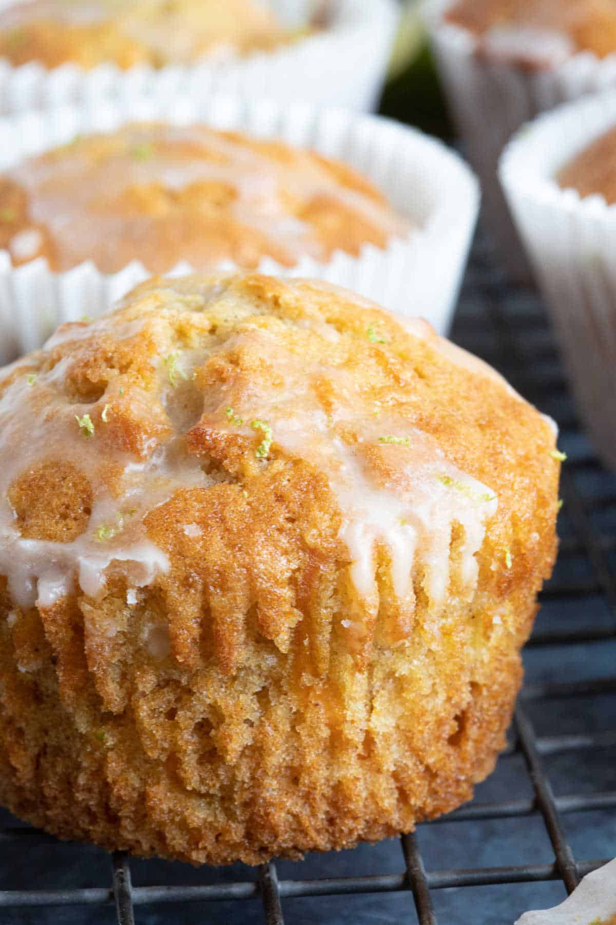Carrot cake muffin with lime drizzle.