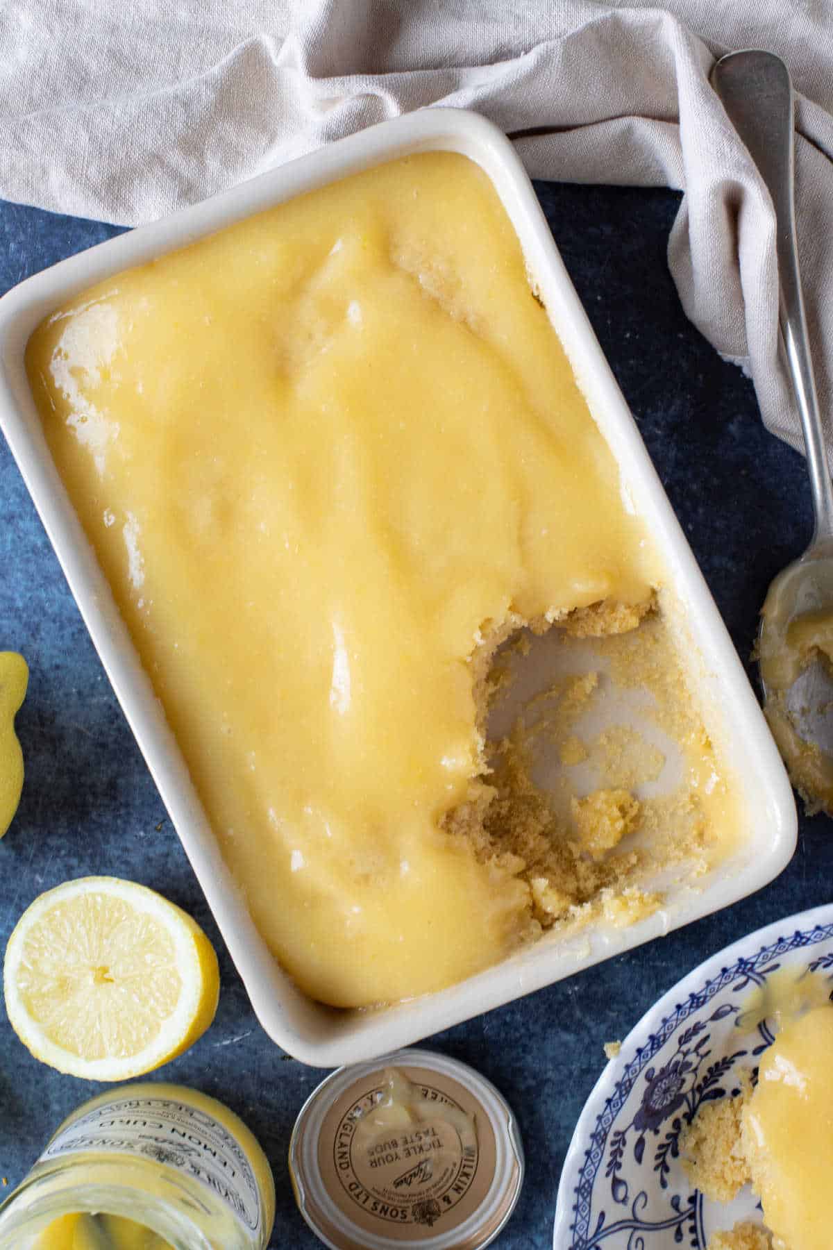 Microwave lemon curd sponge pudding.